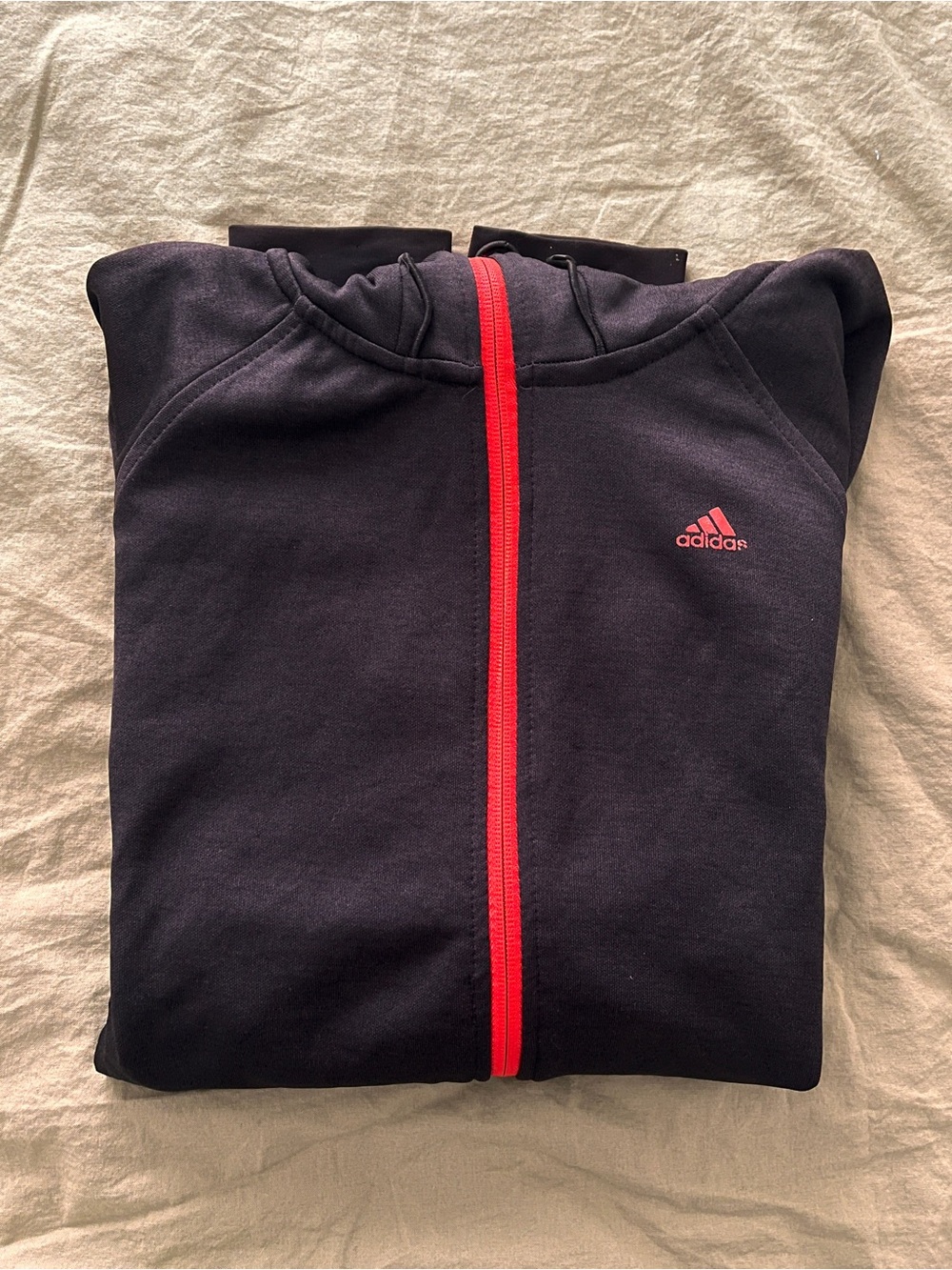 Adidas Black Full-Zip Sweatshirt with Red Trim